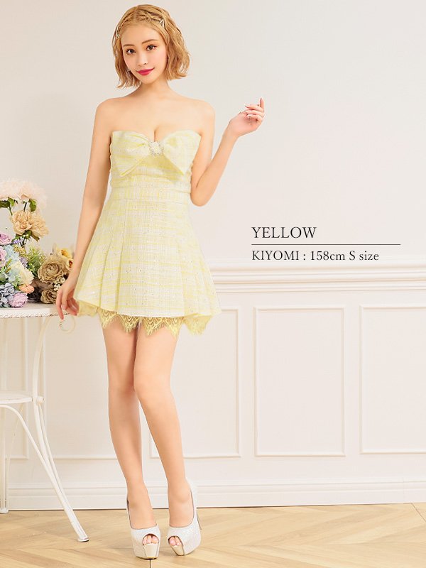 画像26: XSサイズあり【PURESS/ピュアレス】ビックリボンデザイン/ ショルダーパール/ マイクロフレアミニ/ ミニドレス/ キャバドレス[OF5] (26)