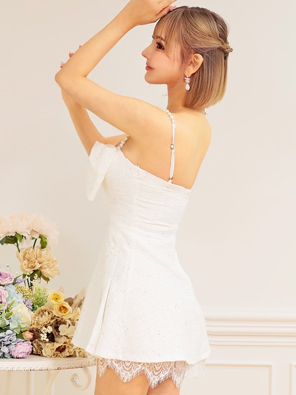 画像20: XSサイズあり【PURESS/ピュアレス】ビックリボンデザイン/ ショルダーパール/ マイクロフレアミニ/ ミニドレス/ キャバドレス[OF5] (20)