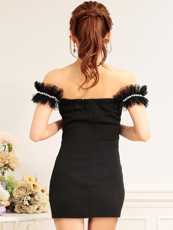 画像23: XSサイズあり【PURESS/ピュアレス】バストレースアップ/ オフショルダー/ パール/ ビジュー/ マイクロミニ/ ミニドレス/ キャバドレス[OF5] (23)