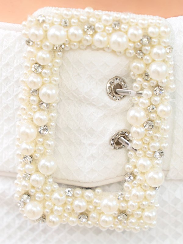 画像7: XSサイズあり【PURESS/ピュアレス】デコルテビジュー/ ビックパール/ ビジューバックル/ セパレート/ タイト/ マイクロミニ/ ミニドレス/ キャバドレス[OF5] (7)