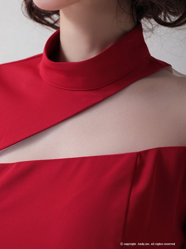 画像6: 【Andy ANDY Fashion Press 14 COLLECTION 09】ワンカラー/ カットアウト/ ハイネック/ アシメ/ 長袖/ 七分袖/ 袖あり/ タイト/ ミニドレス/ キャバドレス[OF05] (6)