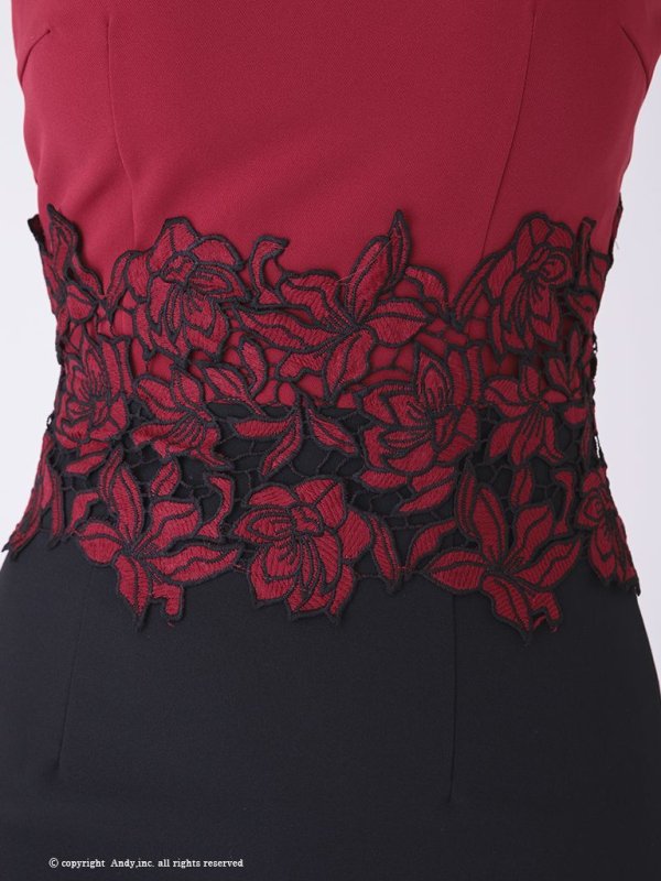 画像15: 【ANDY/アンディ】マーメイド/ショルダーリボン/ バイカラー/ ノースリーブ/ 裾フリル/ テールカット/ ミディアム丈/ キャバドレス[FB03] (15)