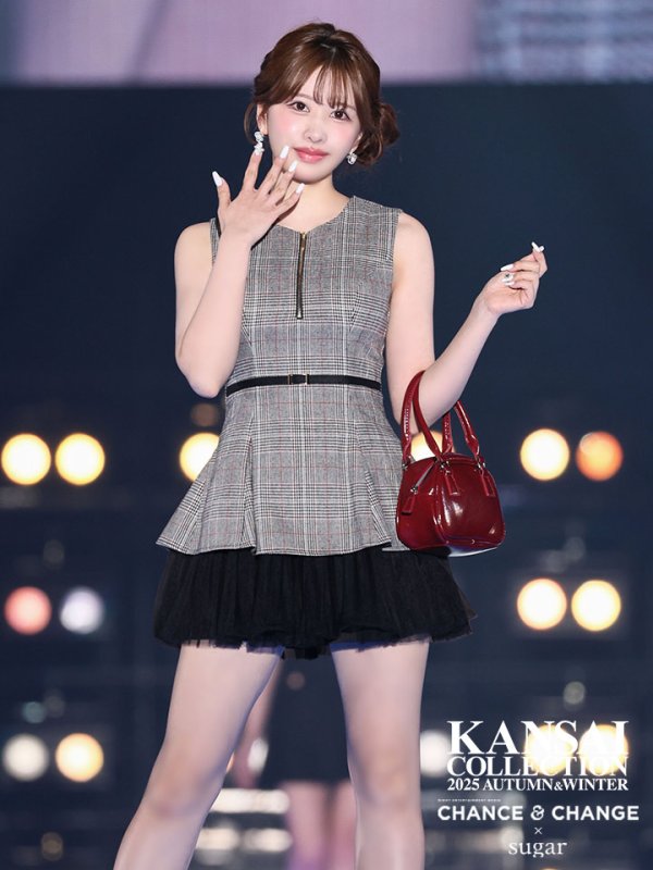 画像1: 【りぼん/関西コレクション着用】XSサイズあり【DEA./ディア】チェック/ ノースリーブ/ ベルトデザイン/ チュール/ フレア/ ワンピース/ ミニドレス/ キャバドレス[OF08] (1)