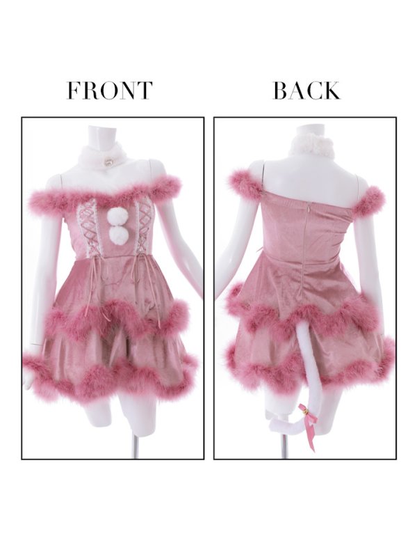 画像10: 【即日発送】桜井莉菜ちゃんコラボ☆ピンクリボンキャット/ハロウィン/サンタ/コスプレ【sugar nine サンタコス 5点セット】【S-Lサイズ/1カラー】[OF04] (10)