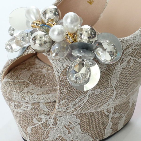 画像7: 【35-39サイズ/3カラー】レースビジューオープントゥパンプス[OF02] (7)