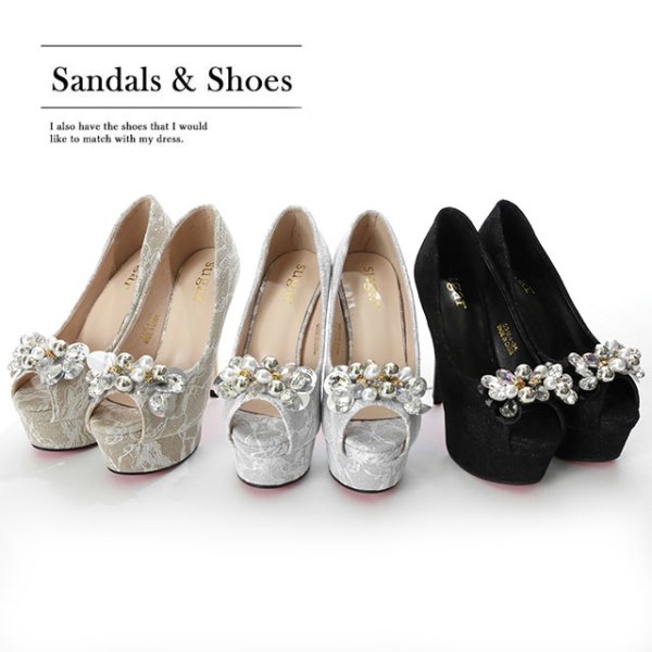 画像13: 【35-39サイズ/3カラー】レースビジューオープントゥパンプス[OF02] (13)