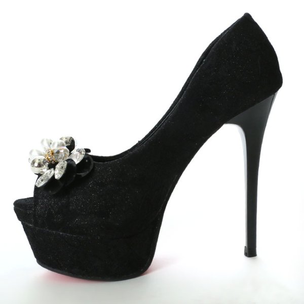 画像10: 【35-39サイズ/3カラー】レースビジューオープントゥパンプス[OF02] (10)