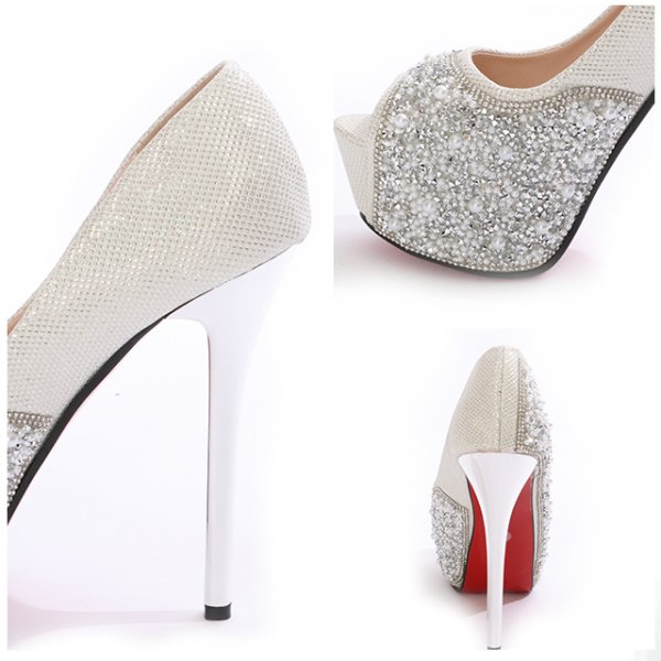 画像7: 再入荷！ビジューオープントゥプラットフォームパンプス【34-40サイズ/2カラー】[OF02] (7)