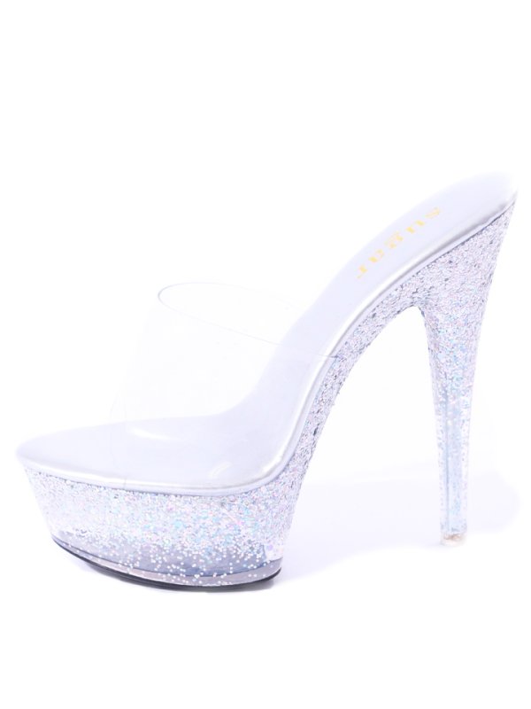 画像5: グリッタークリアオープントゥプラットフォームパンプス/クリアサンダル/厚底【35-41サイズ/1カラー】[OF02] (5)