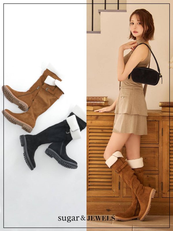 画像1: ベルトボアロングブーツ【37-39サイズ/2カラー】[OF03] 【YN】 (1)