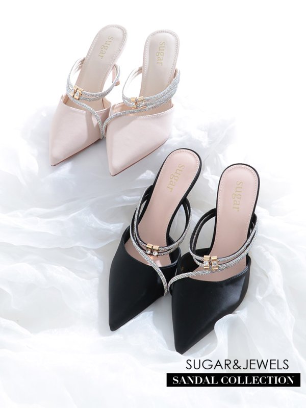 画像1: ラインビジューポインテッドトゥパンプス【35-39サイズ/2カラー】[OF02] 【YN】 (1)