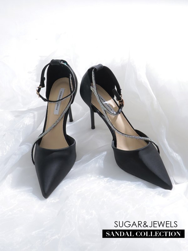 画像1: 【パンプス】ポインテッドトゥビジューストラップパンプス【35-39サイズ/1カラー】[OF02]【YN】 (1)