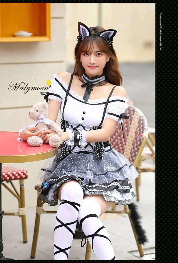画像6: 【即日発送】猫耳メイドにゃん《ハロウィンコスプレ5点セット》【Malymoon/マリームーン】[HC03] (6)