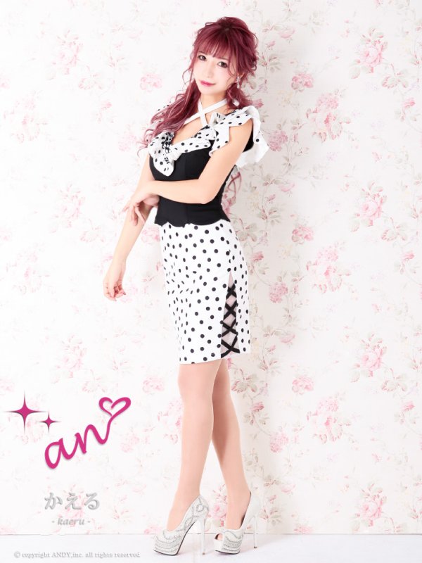 画像3: ANDY Fashion Press 04 掲載商品【an/アン】フリルデザイン/ ドット/ 水玉/ タイト/ セットアップ/ ミニドレス/ キャバドレス[OF05] (3)