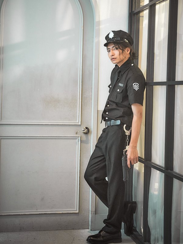 画像6: 【即日発送】【ハロウィン】 メンズブラックポリス【コスプレ5点セット】【M-XLサイズ】[HC03-Bsv] (6)