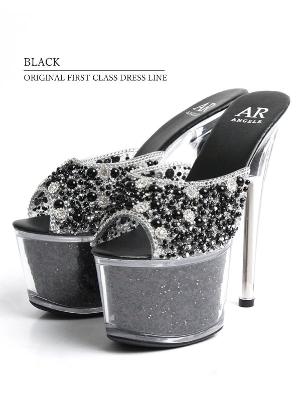 画像3: 【ANGEL R/エンジェルアール】17cmヒール/シングルビジュー/ ラメ入り/スケルトン/ハイヒール /サンダル[OF02] (3)