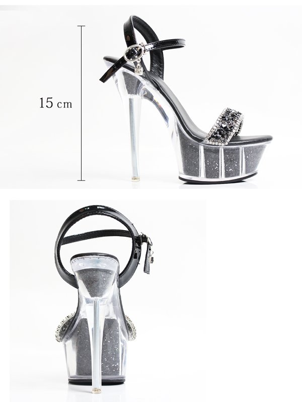 画像6: 【ANGEL R/エンジェルアール】15cmヒール/ ビジュー/ ワンベルト/ オープントゥ/ ラメ/ ハイヒール/ サンダル[OF02] (6)