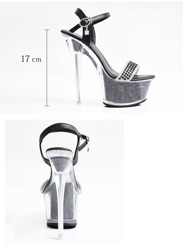 画像5: 【ANGEL R/エンジェルアール】17cmヒール/ パール/ ビジュー/ ワンベルト/ オープントゥ/ ラメ/ ハイヒール/ サンダル[OF02] (5)
