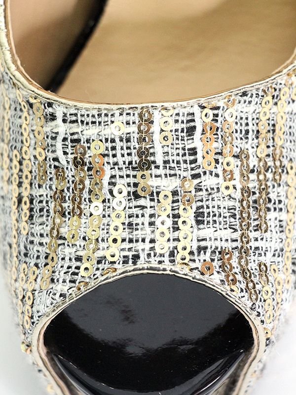 画像5: 【ANGEL R/エンジェルアール】15cmヒール/ スパンコールメッシュ/ オープントゥ/ ハイヒール/ サンダル[OF02] (5)