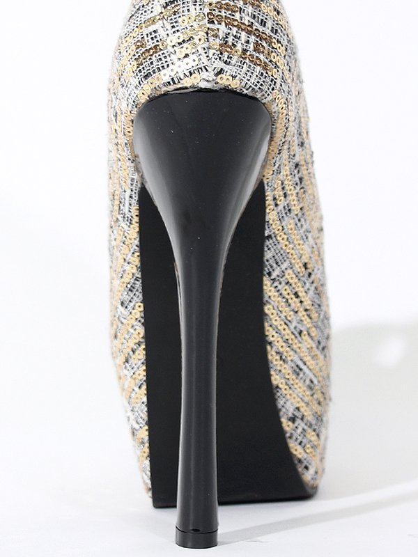 画像4: 【ANGEL R/エンジェルアール】15cmヒール/ スパンコールメッシュ/ オープントゥ/ ハイヒール/ サンダル[OF02] (4)