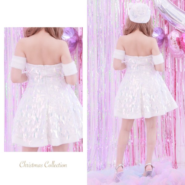 画像5: SALE!【X'mas5点セット】オーロラスパンコールベアトップフレアサンタコスプレ[OF04] (5)