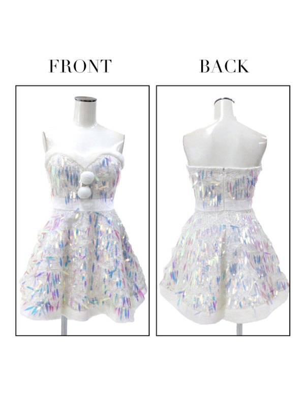 画像12: SALE!【sugar nine サンタコス 5点セット】【XS〜Lサイズ/1カラー】オーロラスパンコールベアトップフレアサンタコスプレ(5578SB)[YMT] (12)