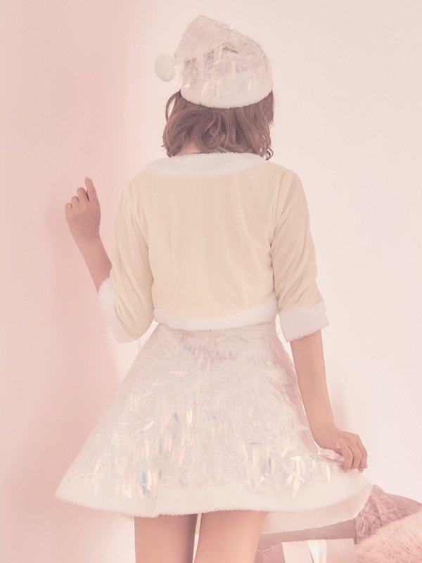 画像8: SALE!【sugar nine サンタコス 5点セット】【XS〜Lサイズ/1カラー】オーロラスパンコールベアトップフレアサンタコスプレ(5578SB)[YMT] (8)