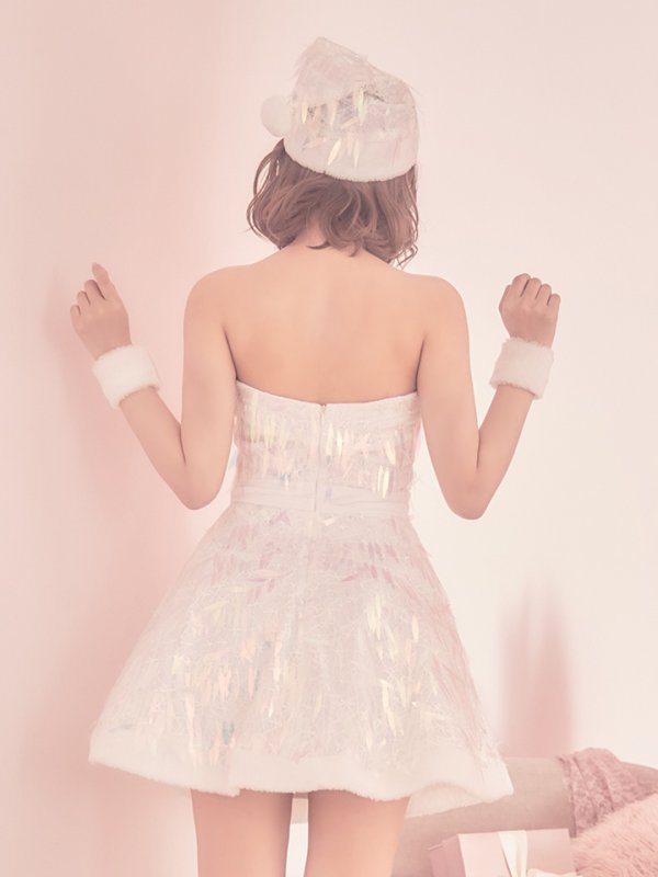 画像7: SALE!【sugar nine サンタコス 5点セット】【XS〜Lサイズ/1カラー】オーロラスパンコールベアトップフレアサンタコスプレ(5578SB)[YMT] (7)