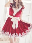 画像4: 【sugar nine サンタコス 5点セット】【S-XLサイズ/2カラー】フレアスリーブ刺繍レースフレアサンタ[YMT] (4)