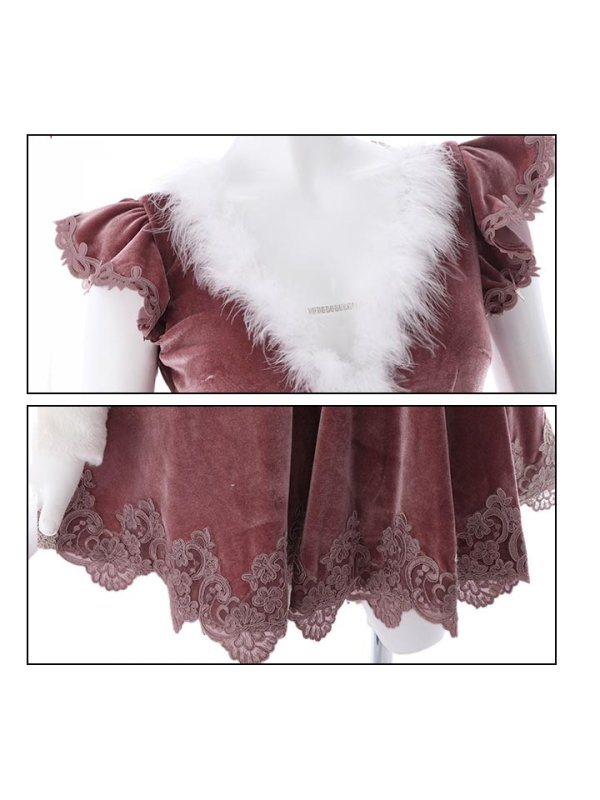 画像20: 【sugar nine サンタコス 5点セット】【S-XLサイズ/2カラー】フレアスリーブ刺繍レースフレアサンタ[OF03] (20)