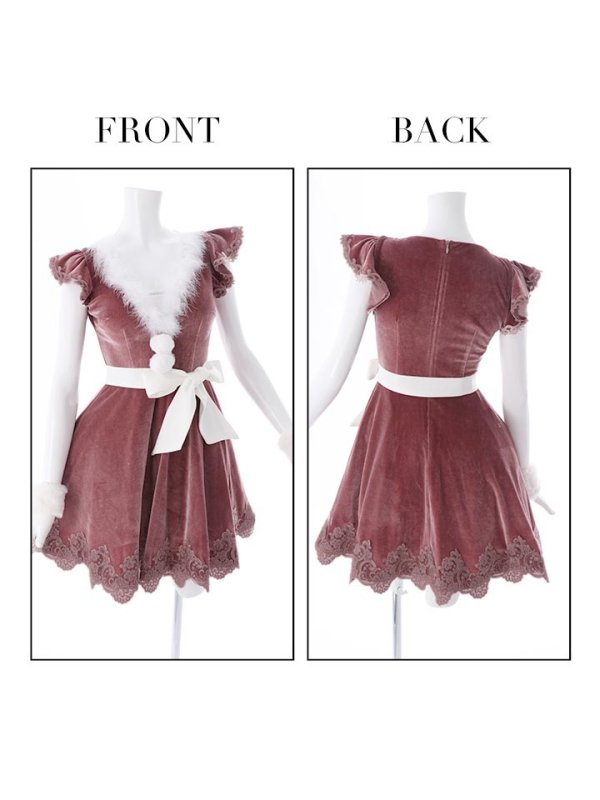 画像19: 【sugar nine サンタコス 5点セット】【S-XLサイズ/2カラー】フレアスリーブ刺繍レースフレアサンタ[OF03] (19)