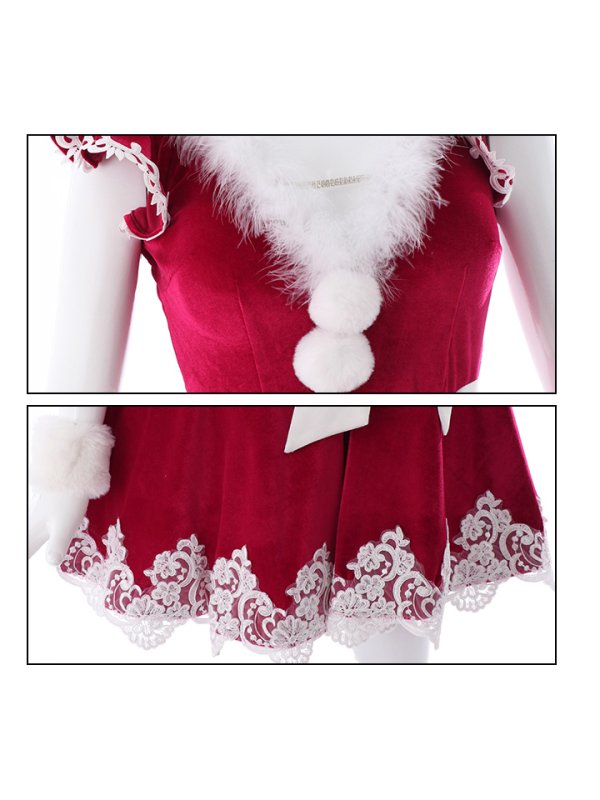 画像23: 【sugar nine サンタコス 5点セット】【S-XLサイズ/2カラー】フレアスリーブ刺繍レースフレアサンタ[OF03] (23)