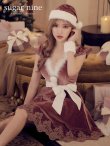 画像1: 色変え対応中【sugar nine サンタコス 5点セット】【S-XLサイズ/2カラー】フレアスリーブ刺繍レースフレアサンタ[YMT] (1)
