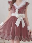 画像4: 【sugar nine サンタコス 5点セット】【S-XLサイズ/2カラー】フレアスリーブ刺繍レースフレアサンタ[YMT] (4)