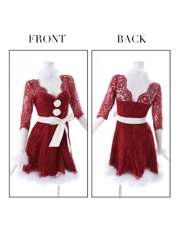 画像10: 【sugar nine サンタコス 6点セット】【S-XLサイズ/1カラー】総レースフレアサンタ[OF04] (10)