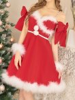 画像4: 【即日発送】【sugar nine サンタコス 5点セット】【S-XLサイズ/1カラー】リボンモチーフパールショルダーフレアサンタ[YMT] (4)