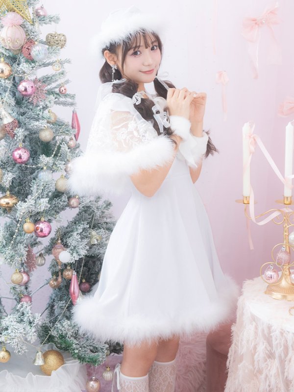 画像10: 【即日発送】【サンタコス 5点セット】【S-XLサイズ/3カラー】ポンチョ付きフレアサンタコスプレ[OF04] (10)