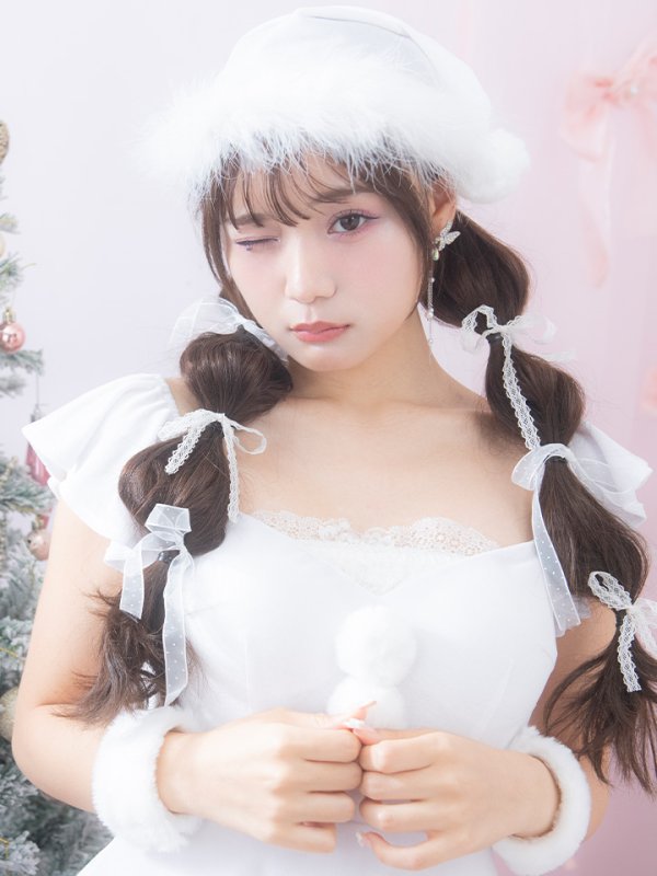 画像13: 【即日発送】【サンタコス 5点セット】【S-XLサイズ/3カラー】ポンチョ付きフレアサンタコスプレ[OF04] (13)