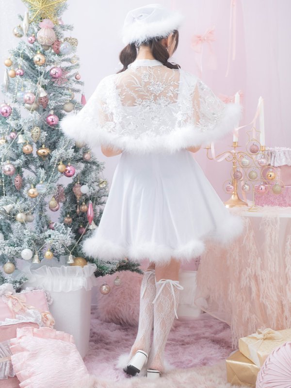 画像14: 【即日発送】【サンタコス 5点セット】【S-XLサイズ/3カラー】ポンチョ付きフレアサンタコスプレ[OF04] (14)