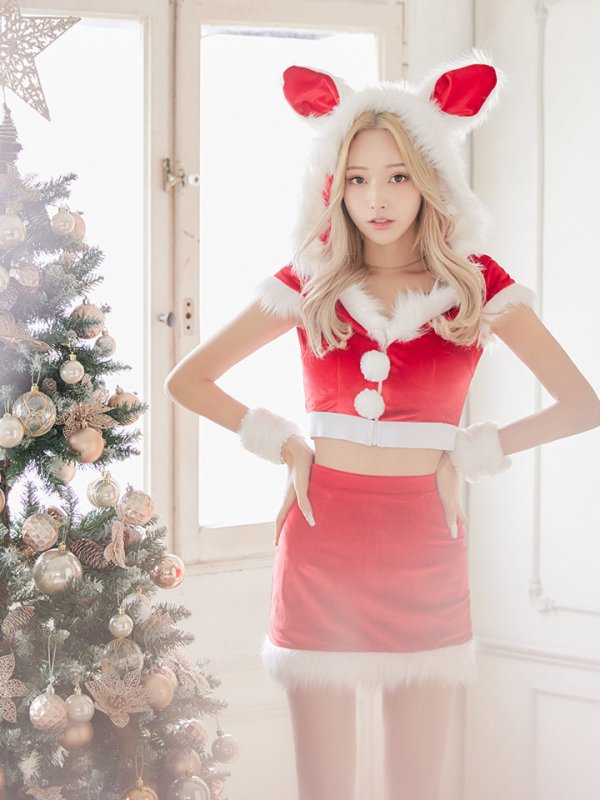 画像8: 【即日発送！】【XS-XLサイズ/3カラー】セットアップベロアバニーサンタコスプレ[OF04] (8)