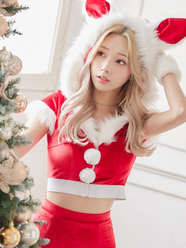 画像9: 【即日発送！】【XS-XLサイズ/3カラー】セットアップベロアバニーサンタコスプレ[OF04] (9)