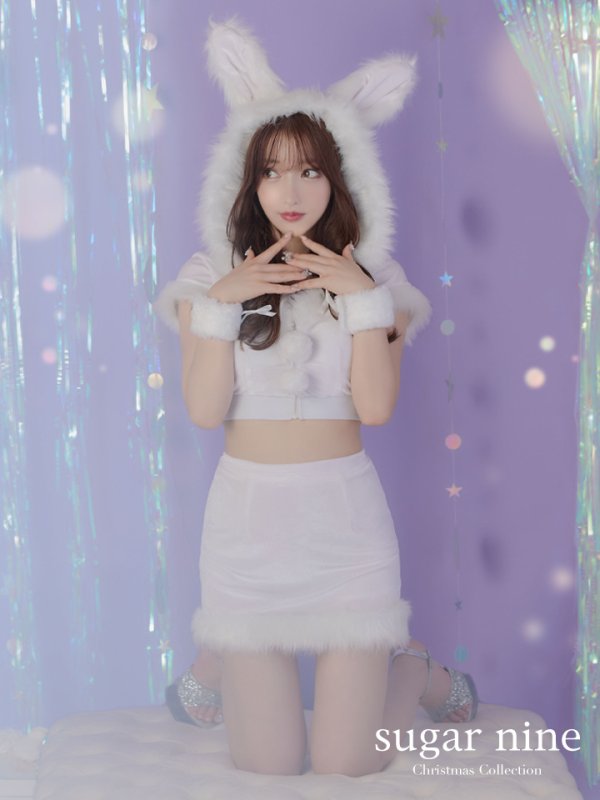 画像3: 【即日発送！】【XS-XLサイズ/3カラー】セットアップベロアホワイトバニーサンタコスプレ[YMT] (3)