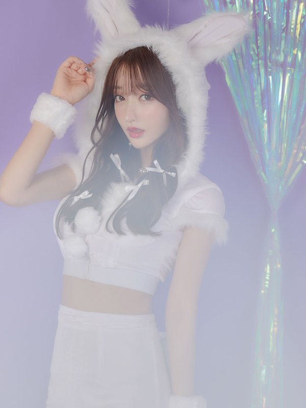 画像10: 【即日発送！】【XS-XLサイズ/3カラー】セットアップベロアホワイトバニーサンタコスプレ[YMT] (10)