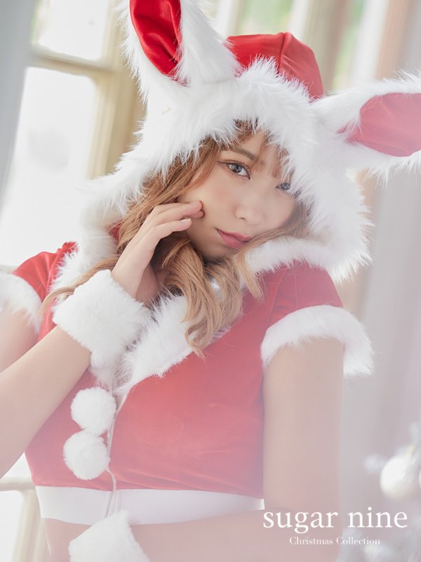 画像3: 【即日発送！】【XS-XLサイズ/3カラー】セットアップベロアバニーサンタコスプレ[YMT] (3)