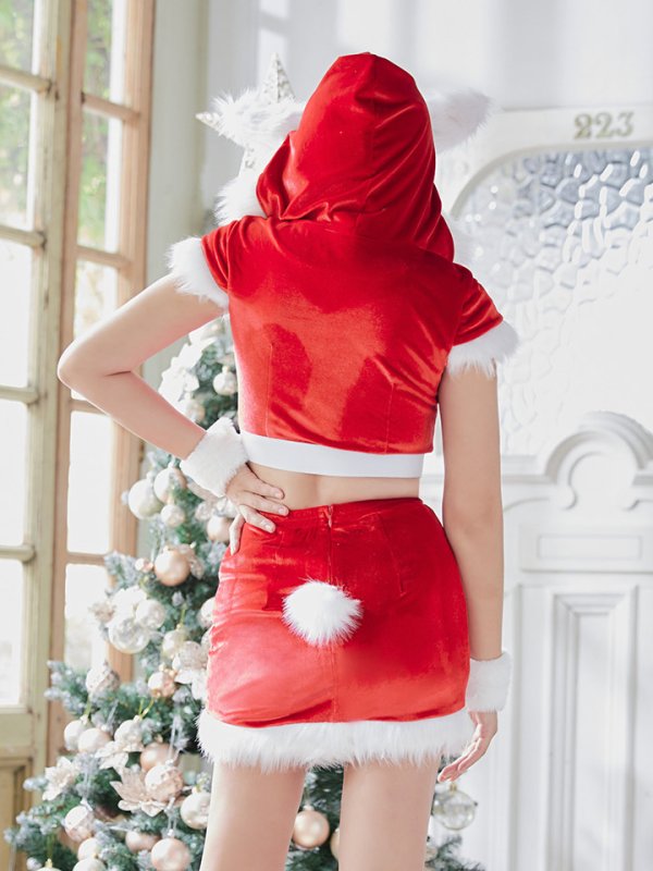 画像6: 【即日発送！】【XS-XLサイズ/3カラー】セットアップベロアバニーサンタコスプレ[YMT] (6)