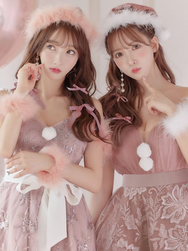 画像11: SALE!ファーショルダー/ スパンコール刺繍フレアサンタ【sugar nine サンタコス 5点セット】【S-XLサイズ/2カラー】[YMT] (11)