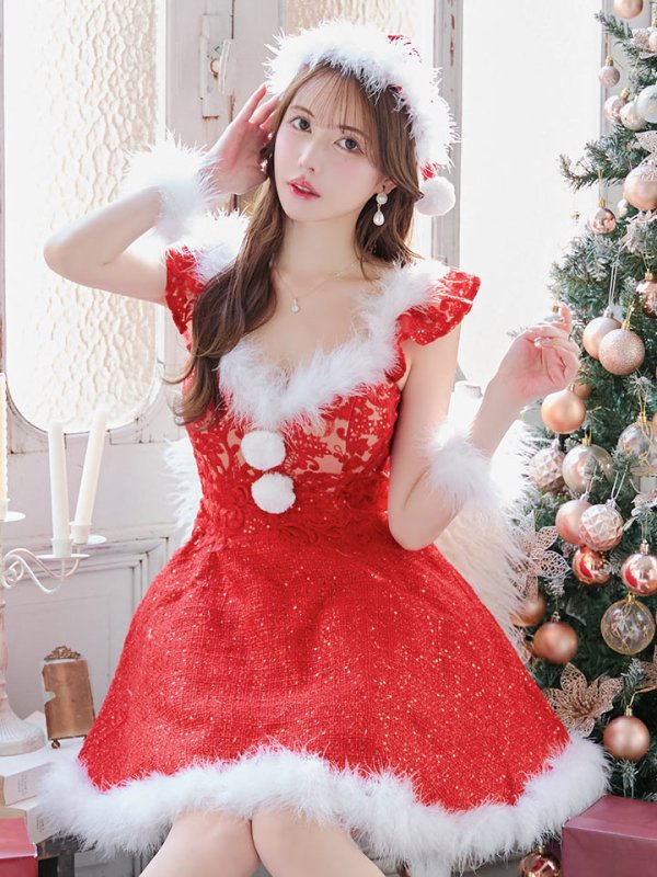 画像21: 【サンタSALE!!】【サンタコス 4点セット】【S-XLサイズ/1カラー】ショートフリルスリーブ/ ツイードフレアサンタ[HC03] (21)