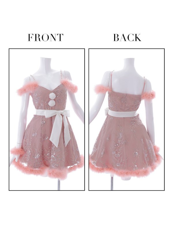 画像14: SALE!ファーショルダー/ スパンコール刺繍フレアサンタ【sugar nine サンタコス 5点セット】【S-XLサイズ/2カラー】[YMT] (14)