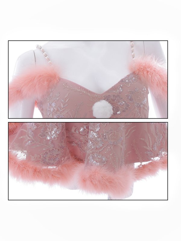 画像15: SALE!ファーショルダー/ スパンコール刺繍フレアサンタ【sugar nine サンタコス 5点セット】【S-XLサイズ/2カラー】[YMT] (15)