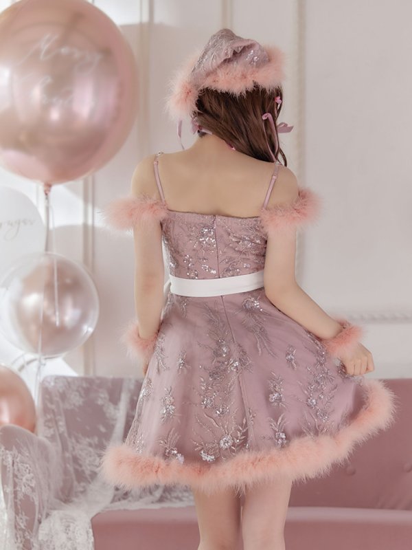 画像6: SALE!ファーショルダー/ スパンコール刺繍フレアサンタ【sugar nine サンタコス 5点セット】【S-XLサイズ/2カラー】[YMT] (6)